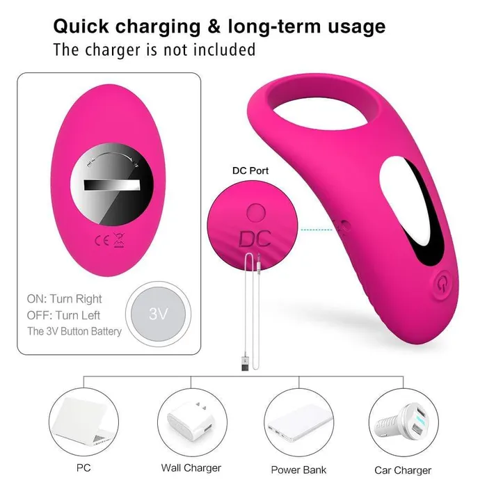 ADLTOYFUN Couples Vibrating Ring Remote Control Penis Ring Vibrators Male Sex Toys