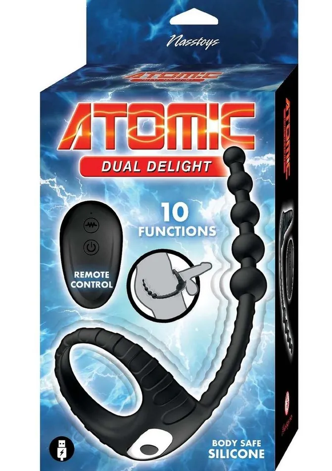 Atomic Dual Delight Rechargeable Silicone CRing and Anal Beads Atomic Male Sex Toys