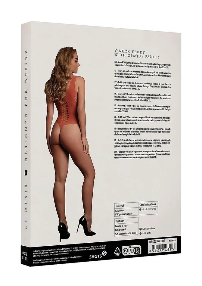 Le Desir Male Sex Toys Le Desir VNeck Teddy with Opaque Panels One Size Sunset Glow Le Desir Male Sex Toys Le Desir VNeck Teddy with Opaque Panels One Size Sunset Glow
