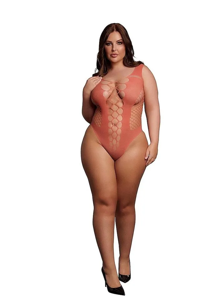 Le Desir VNeck Teddy with Opaque Panels Queen Sunset Glow Le Desir Male Sex Toys Le Desir VNeck Teddy with Opaque Panels Queen Sunset Glow Le Desir Male Sex Toys