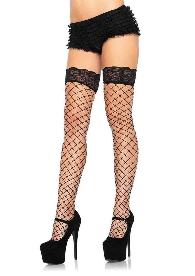Leg Avenue Female Sex Toys Leg Avenue Fence Net Stocking with Lace Top