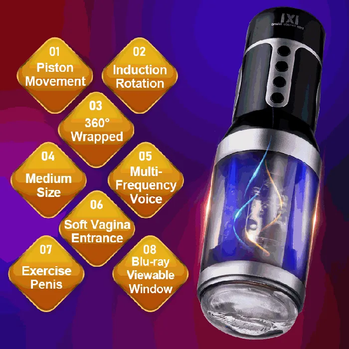 Male Sex Toys Automatic Male Masturbator Telescopic Rotation Voice Silicone Masturbation Sex Toys SIMUHAPPY