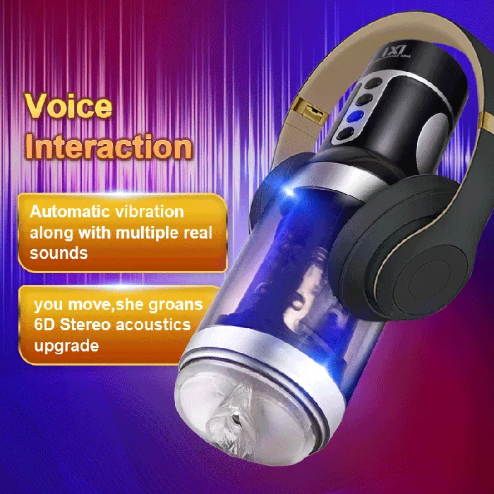 Male Sex Toys Automatic Male Masturbator Telescopic Rotation Voice Silicone Masturbation Sex Toys SIMUHAPPY