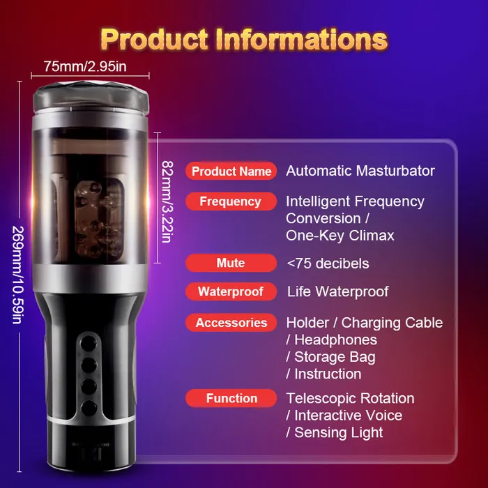 Male Sex Toys Automatic Male Masturbator Telescopic Rotation Voice Silicone Masturbation Sex Toys SIMUHAPPY