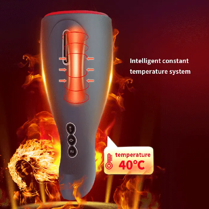 Male Sex Toys SIMUHAPPPY Male Masturbation Cup Automatic Telescopic Heating Silicone Vibrator Vagina Pussy Blowjob Masturbator