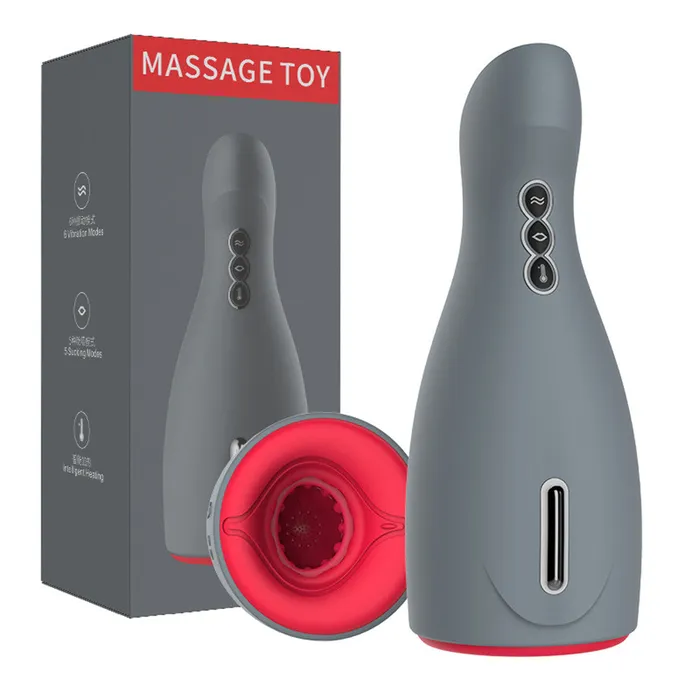 Male Sex Toys SIMUHAPPPY Male Masturbation Cup Automatic Telescopic Heating Silicone Vibrator Vagina Pussy Blowjob Masturbator