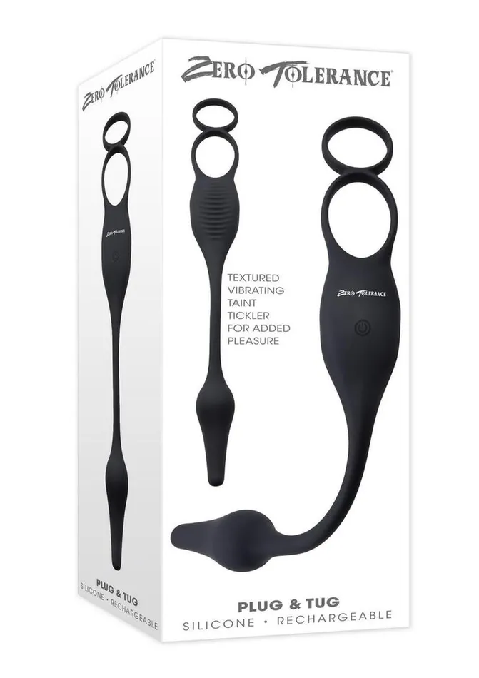Male Sex Toys Zero Tolerance Zero Tolerance Plug and Tug Rechargeable Silicone Anal Plug and Cock Ring