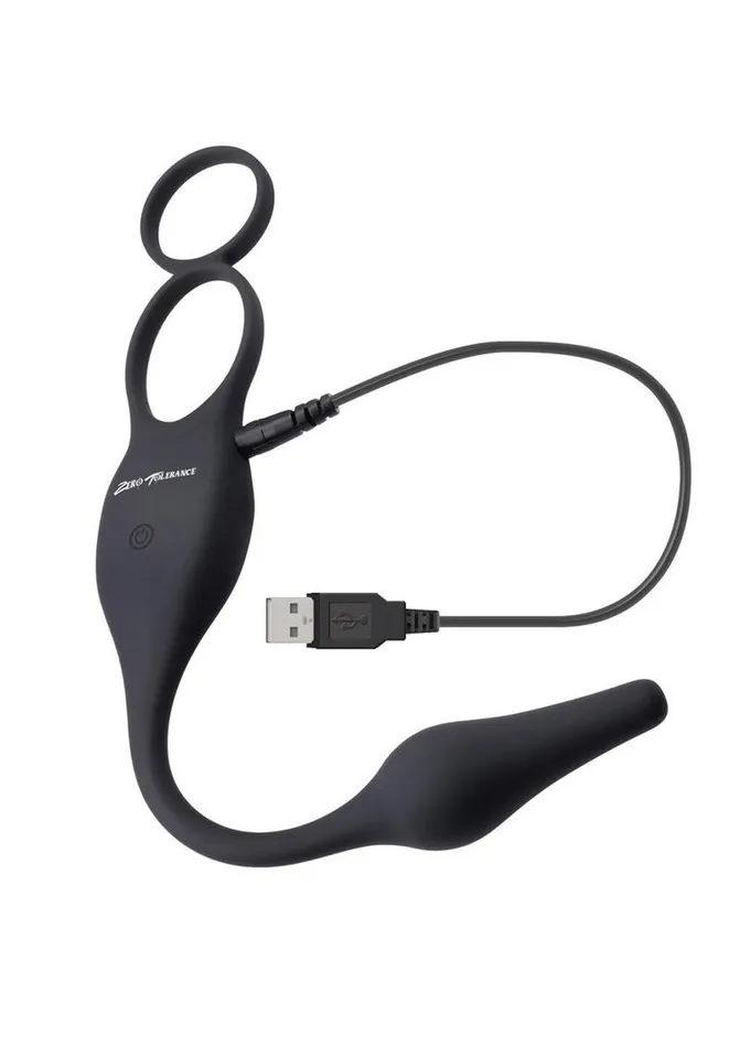 Male Sex Toys Zero Tolerance Zero Tolerance Plug and Tug Rechargeable Silicone Anal Plug and Cock Ring
