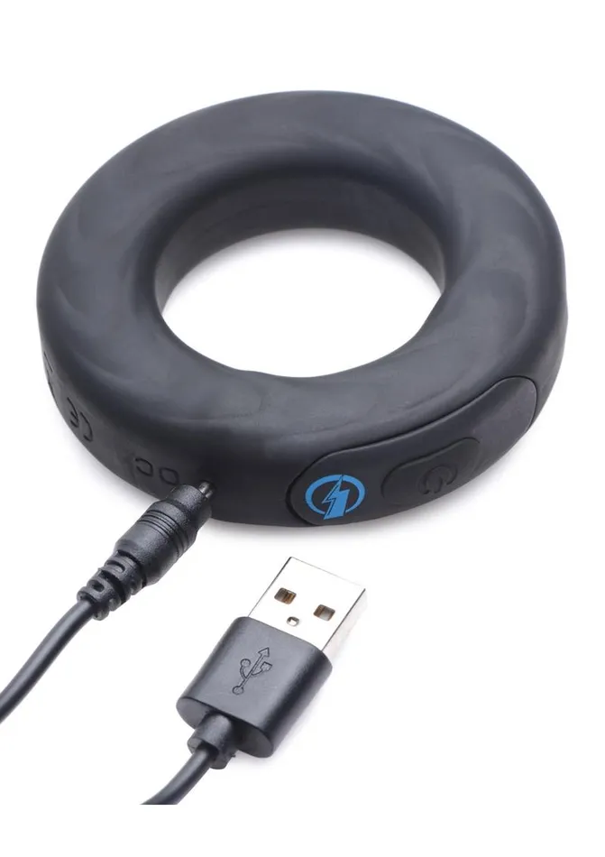 Zeus Electrosex Male Sex Toys Zeus Vibrating and EStim Silicone Rechargeable Cock Ring with Remote Control